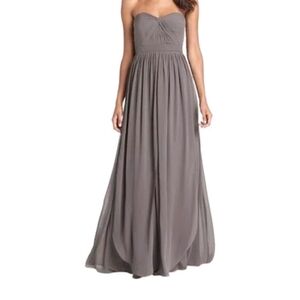 JENNY YOO Aidan Convertible Silk Chiffon Formal Gown Size 10 In Denmark Grey